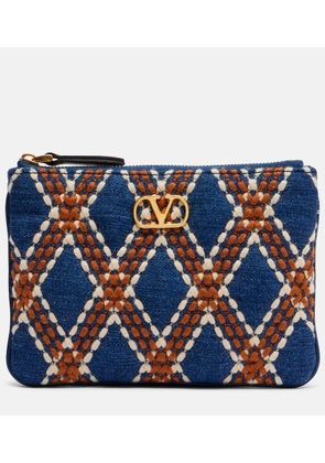 Valentino Garavani Quiltie 67 embroidered denim pouch