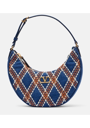 Valentino Garavani Quiltie 67 embroidered denim shoulder bag
