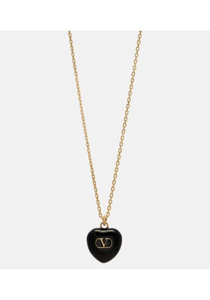 Valentino Cour Royal VLogo enamel pendant necklace