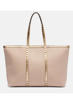 Valentino Garavani Rockstud Large leather and canvas tote bag