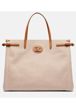 Valentino Garavani Antibes leather-trimmed canvas tote bag