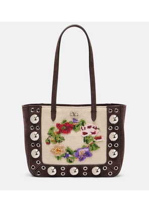 Valentino Garavani Nellcote Mini embellished suede tote bag