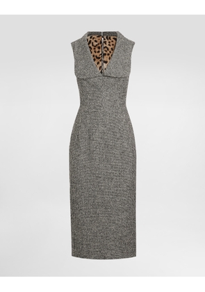 Dolce & Gabbana Long Dotted Wool Blend Dress - Woman Dresses Multicolor 40