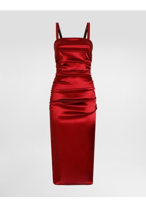 Dolce & Gabbana Stretch Satin Fitted Dress - Woman Dresses Burgundy Satin 46