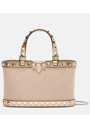 Valentino Garavani Rockstud Mini leather-trimmed tote bag