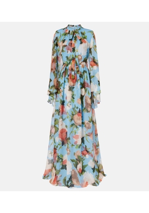 Erdem Caped floral silk voile gown