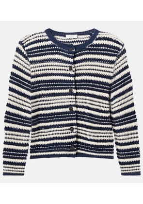 Vince Open-knit striped cotton cardigan
