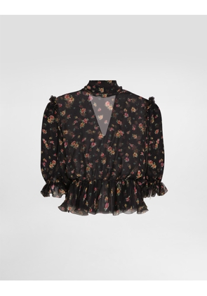 Dolce & Gabbana Small Floral-print Chiffon Top - Woman Shirts And Tops Multicolor 46