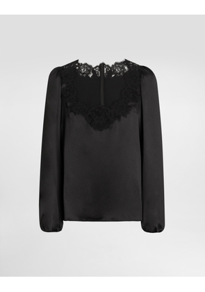 Dolce & Gabbana Stretch Satin Blouse - Woman Shirts And Tops Black Silk 36