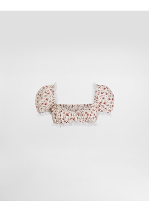 Dolce & Gabbana Small Rose-print Poplin Top - Woman Shirts And Tops Multicolor 44