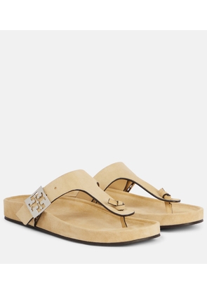 Tory Burch Double T suede thong sandal