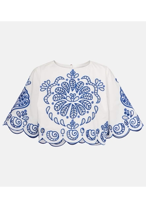 Farm Rio Embroidered cotton crop top