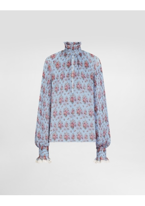 Dolce & Gabbana Small Flower Bouquets-print Chiffon Top - Woman Shirts And Tops Multicolor 46