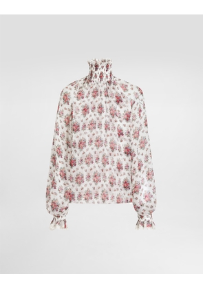 Dolce & Gabbana Small Flower Bouquets-print Chiffon Top - Woman Shirts And Tops Multicolor 42