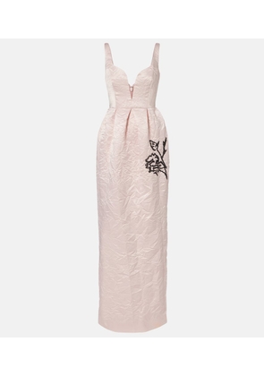 Erdem Embroidered satin gown