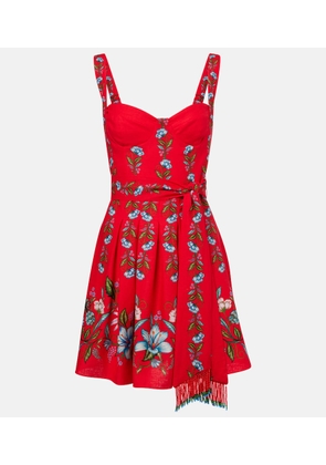 Farm Rio Sweet Bloom Bouquet linen-blend minidress