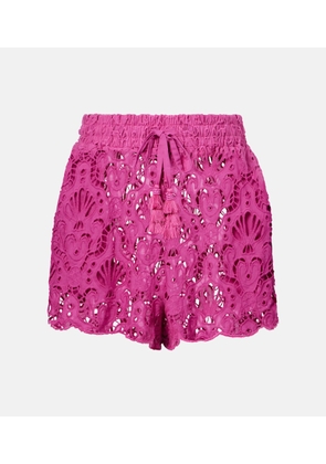 Farm Rio High-rise cotton lace shorts