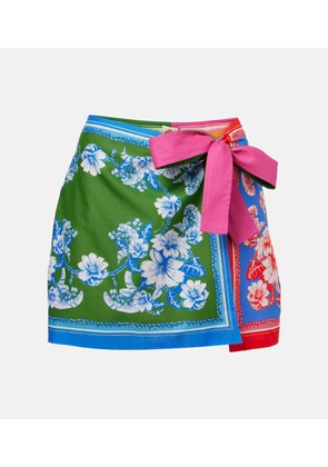 Farm Rio Mixed Scarves Floral Elegance cotton wrap skirt