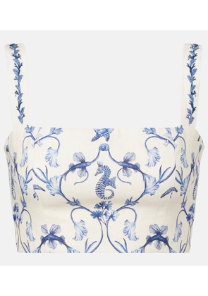 Agua by Agua Bendita Cacao floral linen crop top