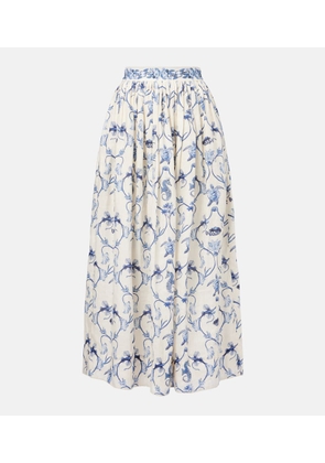 Agua by Agua Bendita Printed high-rise linen maxi skirt