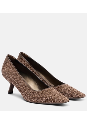 Brunello Cucinelli Embellished suede pumps