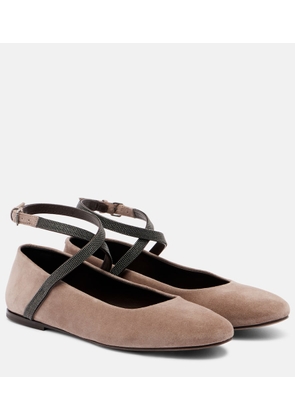 Brunello Cucinelli Monili suede ballerina flats