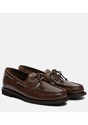 Brunello Cucinelli Monili leather boat shoes