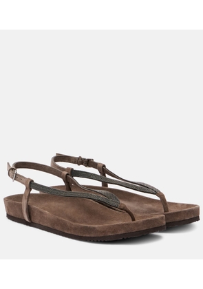 Brunello Cucinelli Monili suede thong sandals