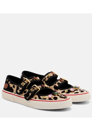 Valentino Garavani Dollyboard embellished calf hair sneakers