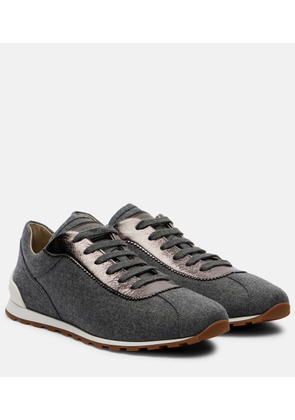Brunello Cucinelli Leather-trimmed felt sneakers
