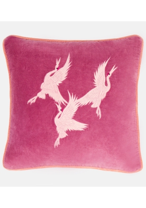 Les-Ottomans Embroidered cotton and silk velvet cushion