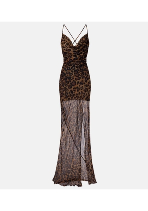 Blumarine Leopard-print silk maxi dress