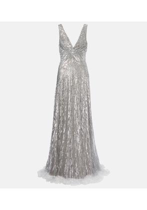Monique Lhuillier Sequined tulle gown