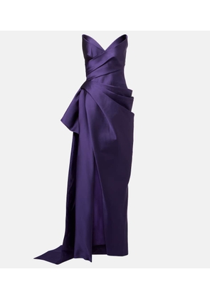 Monique Lhuillier Draped strapless mikado gown