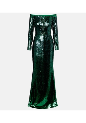 Elie Saab Sequined off-shoulder gown