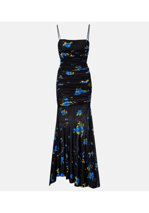 Blumarine Floral draped jersey maxi dress
