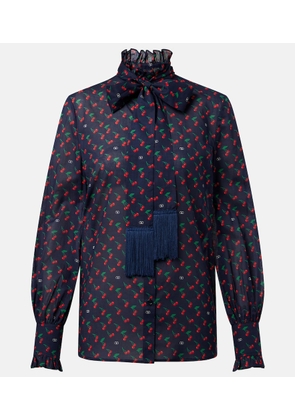Valentino Cherryfic bow-detail cotton muslin blouse