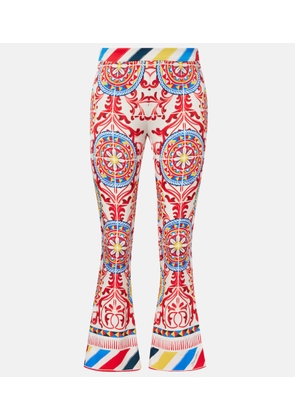 Dolce&Gabbana Cropped printed silk-blend flared pants