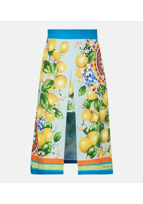 Dolce&Gabbana Layered printed cotton-blend midi skirt