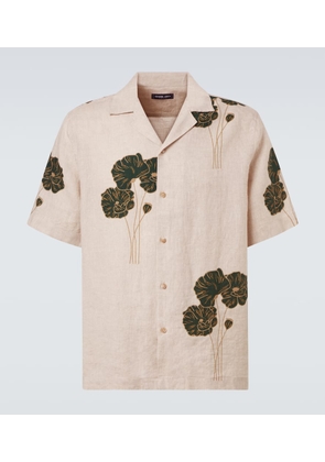 Frescobol Carioca Roberto floral linen bowling shirt