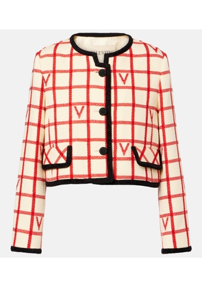 Valentino VLogo checked wool and cotton jacket