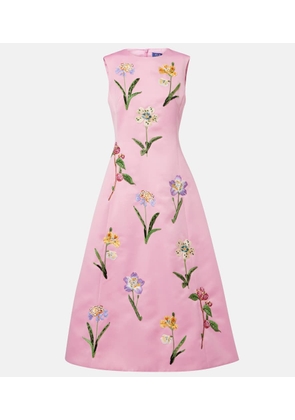 Leo Lin Cleo floral embroidered satin midi dress