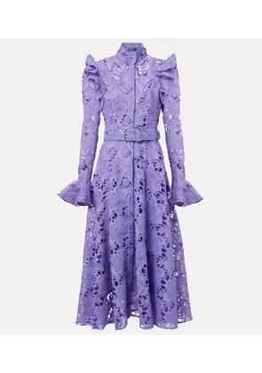 Leo Lin Aliyah floral ruffled lace midi dress