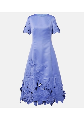 Leo Lin Caroline floral-applique satin midi dress