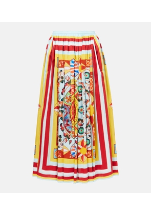 Dolce&Gabbana Pleated printed cotton midi skirt