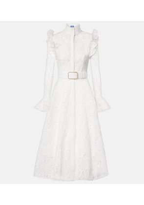 Leo Lin Aliyah belted lace midi dress