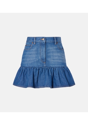 Valentino Ruffled denim miniskirt