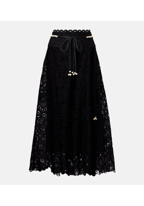 Zimmermann Rhiannon embroidered cotton midi skirt
