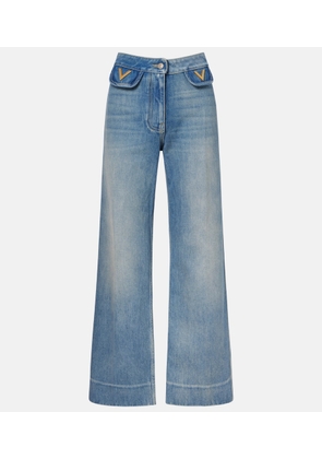 Valentino VGold mid-rise wide-leg jeans