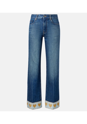 Valentino Embellished mid-rise straight jeans